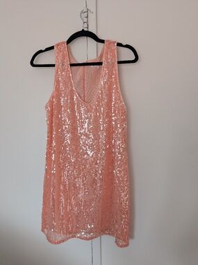reformation sparkly dress pink/salmon